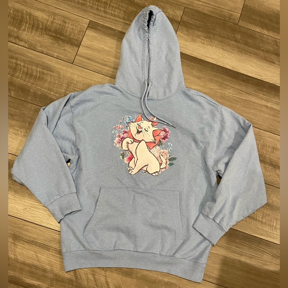 Disney’s The Aristocats Light Blue Hoodie featuring Marie Size Large